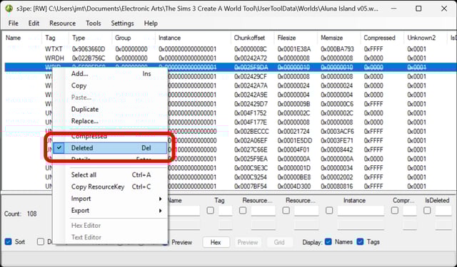 Selected Deleted from the context menu on the WPID file