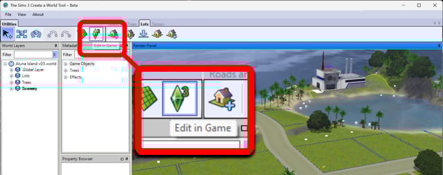Edit in Game button in the Create a World Tool interface